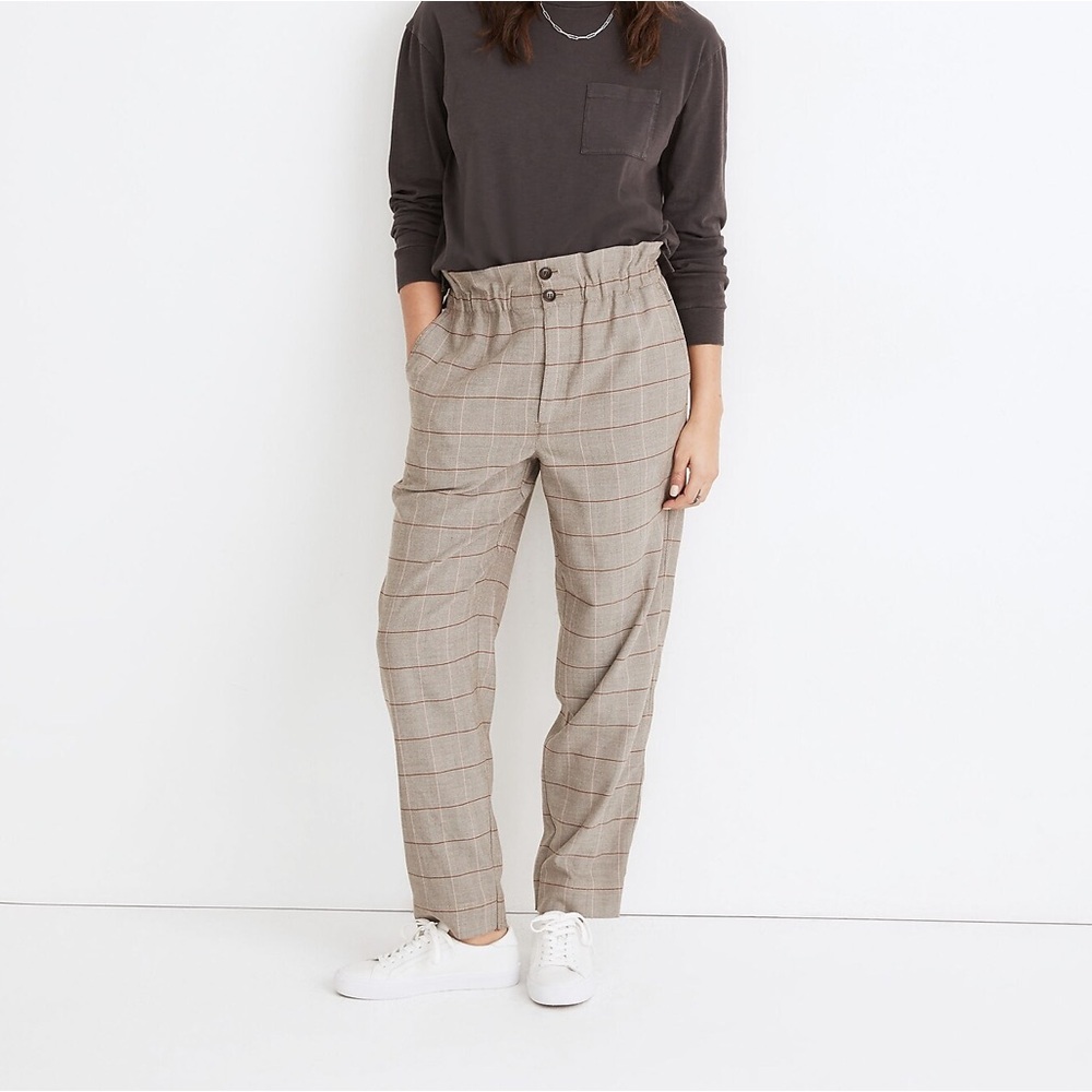 Madewell Paperbag Tapered Pants in Glen Plaid